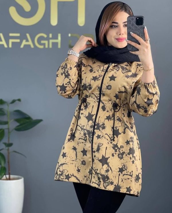 مانتو پاییزه آبرنگی طرح ستاره - تصویر 2