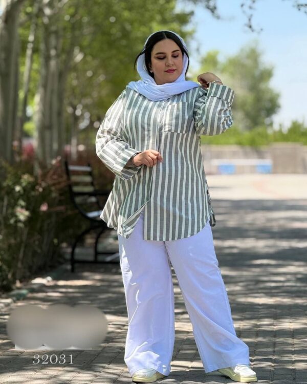 شومیز مانتویی خنک و تابستونی سایزبزرگ - تصویر 2